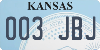 KS license plate 003JBJ