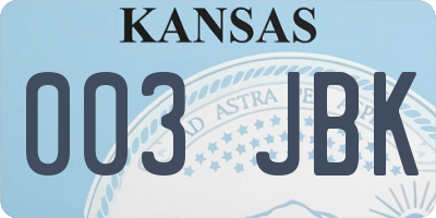 KS license plate 003JBK