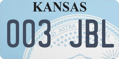 KS license plate 003JBL