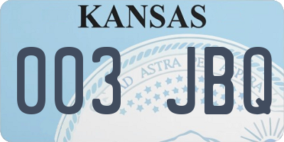 KS license plate 003JBQ