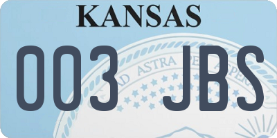 KS license plate 003JBS