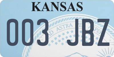 KS license plate 003JBZ