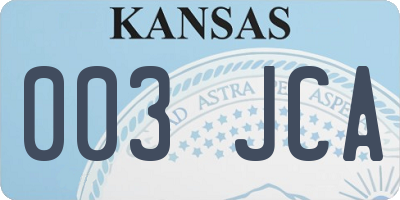 KS license plate 003JCA