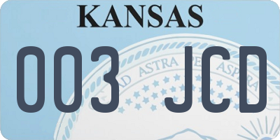 KS license plate 003JCD