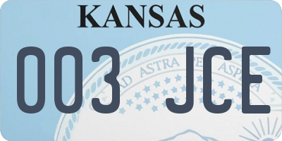 KS license plate 003JCE