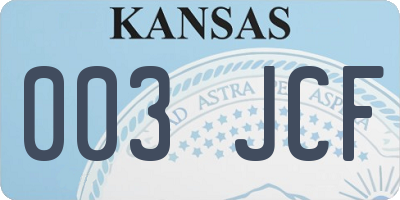 KS license plate 003JCF