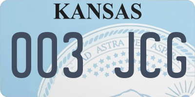 KS license plate 003JCG