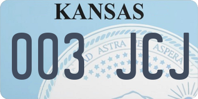 KS license plate 003JCJ
