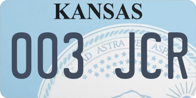 KS license plate 003JCR