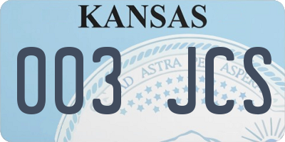 KS license plate 003JCS