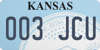 KS license plate 003JCU