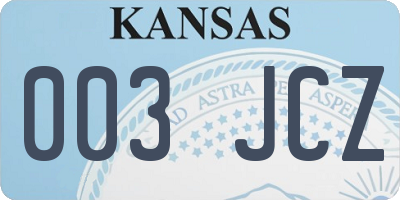 KS license plate 003JCZ