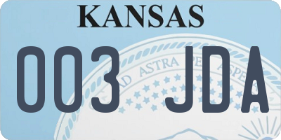 KS license plate 003JDA