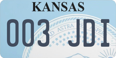 KS license plate 003JDI