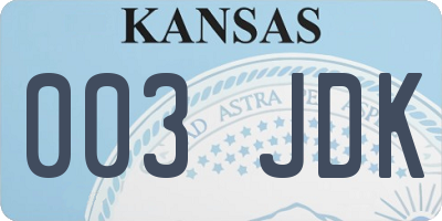 KS license plate 003JDK
