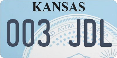 KS license plate 003JDL