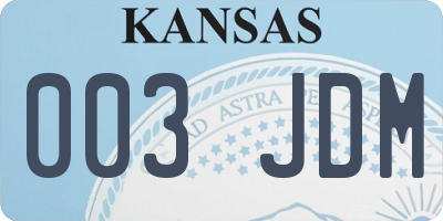 KS license plate 003JDM