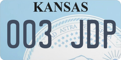 KS license plate 003JDP