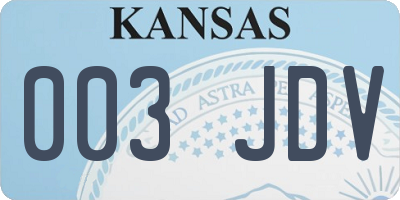 KS license plate 003JDV