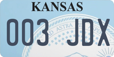 KS license plate 003JDX