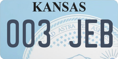 KS license plate 003JEB