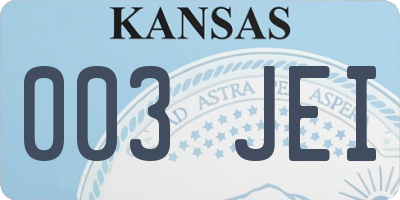 KS license plate 003JEI