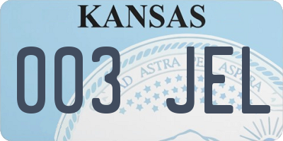 KS license plate 003JEL