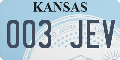 KS license plate 003JEV