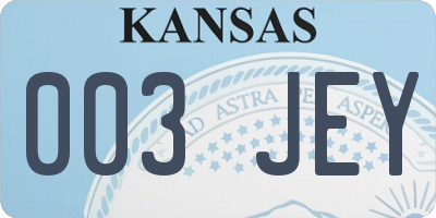 KS license plate 003JEY