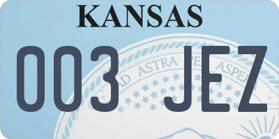 KS license plate 003JEZ