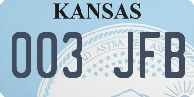 KS license plate 003JFB