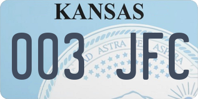 KS license plate 003JFC