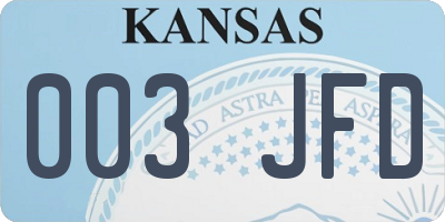 KS license plate 003JFD