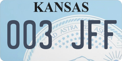 KS license plate 003JFF