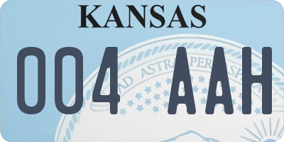 KS license plate 004AAH