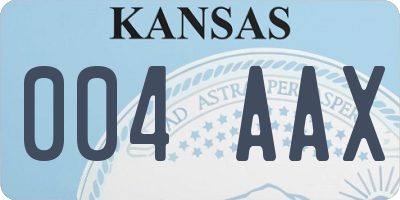KS license plate 004AAX