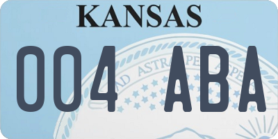 KS license plate 004ABA