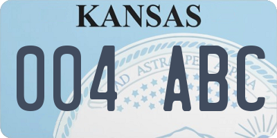 KS license plate 004ABC