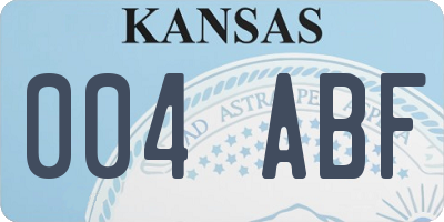 KS license plate 004ABF