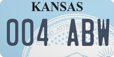 KS license plate 004ABW