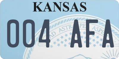 KS license plate 004AFA
