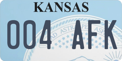 KS license plate 004AFK