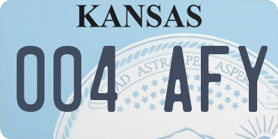 KS license plate 004AFY