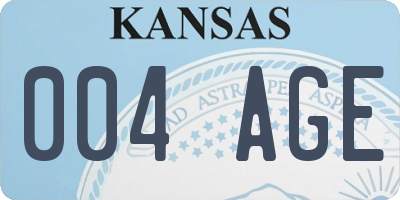 KS license plate 004AGE
