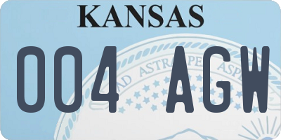 KS license plate 004AGW