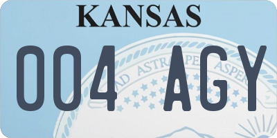 KS license plate 004AGY