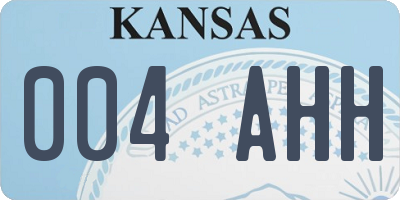 KS license plate 004AHH