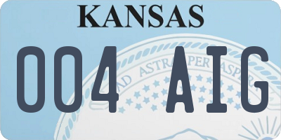 KS license plate 004AIG