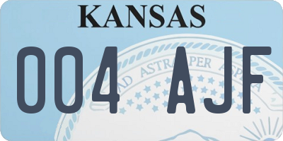 KS license plate 004AJF