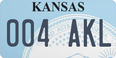 KS license plate 004AKL